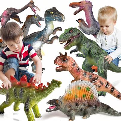 8 PCS Jumbo Dinosaur Toys For Kids Toddler 3-5, Realistic Dinosaur Toys For Kids - Large Dino Playset For Boys And Girls 3 4 5 6 7 Year Old Children Birthday