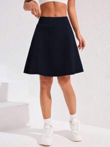 Falda pantalón deportiva de media longitud para mujer, falda pantalón de tenis y golf de cintura alta con pantalón corto interior y bolsillos, perfecta para correr, yoga, fitness, y uso casual diario.