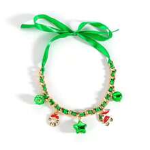 1 pieza Collar de Navidad verde tipo gargantilla para mujeres, colgante creativo de copo de nieve/Papá Noel, opción de moda para regalo navideño o atuendo navideño