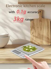 Digital Kitchen Scale, Multi-Unit Electronic Scale, High-Precision Sensor Electronic Scale, 3.0Kg Range/0.1g Accuracy, Compact Measuring Scale, Automatic Shut-Off Function, Multi-Purpose, With One-Touch Tare, One-Touch Unit Conversion, No Manual Calculation Required, Battery-Powered (Batteries Not Included)