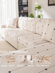 1 件弹力沙发套，防滑全覆盖沙发座套，四季通用沙发垫套，布艺加厚沙发毯，可机洗，防尘，宠物友好，家居装饰，可调节，适用于转角沙发、卧室、办公室、客厅 1/2/3/4 座 - 米色 - 查看 12
