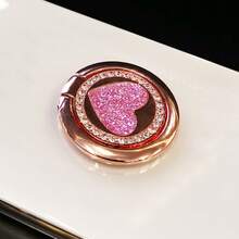 1 pieza Soporte de anillo de teléfono metálico con forma de corazón brillante, adecuado para fijar a la funda del teléfono, soporte de agarre universal compatible con teléfonos Apple y Android, regalo para cumpleaños, familia y amigos, accesorios de teléfono compatibles con , teléfono Android, regalo para cumpleaños, familia, amigos, soporte de teléfono - Multicolor - Ver 4
