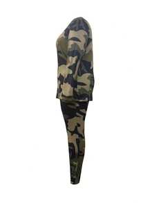 Large Size Long Sleeves And Long Pants Digital Camouflage Suit - 軍綠色 - 查看 3
