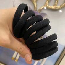 50PCS Black High - Elastic Hair Ties, Minimalist & Practical Hair Elastics That Don't Harm Hair, Basic Hair Ropes For Daily Hair Tying