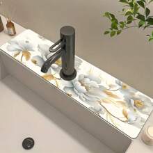 1pc Flower Sink Faucet Suction Pad, Drainage Pad, Kitchen And Bathroom Sink, Countertop Drainage Pad, Diatomaceous Earth Washbasin, Cutting Quick Drying Pad