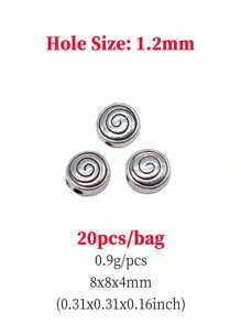 20pcs Swirl Grooved Spacer Beads For DIY Jewelry Making - Ancient Silver - View 2