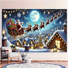 2D Santa Claus Sleigh Polyester Backdrop Banner, Multipurpose Holiday Party, Yard, Studio, Home And Garden Celebration Decor, Photo Studio Background, Suitable For Outdoor Events - Multicolor - View 4