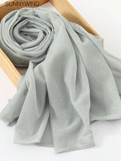 1 件金属纯色优雅围巾披肩，适合晚会