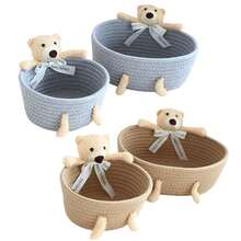 Cesta de Armazenamento Resistente Feita à Mão, Usada para Armazenar Produtos Infantis, Cesta de Armazenamento com Padrão de Animal Fofo, Organizadores Estilosos para Organizar Brinquedos de Animais de Estimação, Caixas de Armazenamento Tecidas à Mão Funcionais, Caixas de Armazenamento de Corda Artesanal, Organizadores Economizadores de Espaço