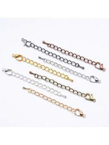 10 件 50/70 毫米银色防锈链，带龙虾扣，泪珠延长链，适用于 DIY 手链项链首饰制作