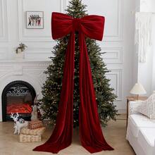 Fluffy Large Velvet Christmas Bows Giant Christmas Bows For Backdrop Party Room Wall Decor Christmas Tree Decoration - Burgundy - View 4