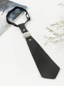 1 件男士时尚休闲纯色 2 英寸窄手工 PU 领带，适合日常工作、郊游、商务、学校、派对搭配男士领带