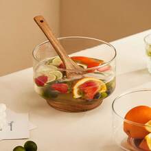 1 bát thủy tinh đựng salad tiện dụng có đế gỗ, bát đựng đồ tráng miệng phong cách Bắc Âu sáng tạo, thiết kế nhà tối giản và thời trang, thích hợp đựng salad, đồ ăn nhẹ, các loại hạt - không họa tiết, đĩa đựng trái cây trên mặt bàn bếp, đĩa đựng salad và đồ ăn nhẹ tròn, thích hợp cho gia đình và nhà hàng, đồ dùng trên bàn ăn thiết yếu cho lễ Halloween và Giáng sinh - Nhiều màu - Xem 6