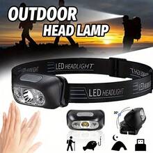USB Rechargeable LED Headlamp - Portable, Motion Activated Flashlight, Suitable For Hiking, Camping And Emergency Work - Black - View 1