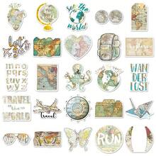 50pcs Retro Vintage World Map Graffiti Creative Decorative Stickers For Notebook, Tablet, Planner - Multicolor - View 6