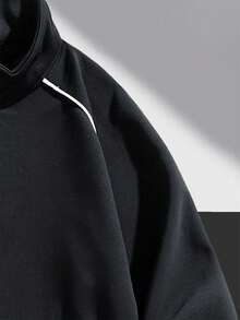 Áo nỉ chui đầu cổ đứng màu trơn đơn giản thời trang trẻ em mùa thu mới - màu đen - Xem 4