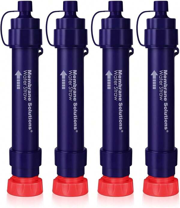 Membrane Solutions Straw S2, NSF/ANSI 42&372&401 Certified, 4-Stage 0.1 μPortable Purifier With Replaceable, 5,000L Capacity Camping, Hiking, Survival And Emergency- 4P