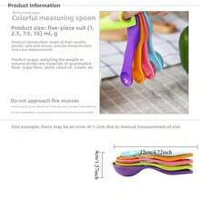 A Five-Piece Household Plastic Measuring Cup And Spoon Set, Including Graduated Baking Measures, Seasoning Spoons, And Coffee Measuring Spoons.