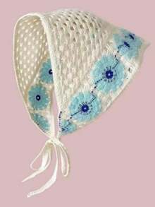 1 件韩国甜美辣椒钩针镂空三角围巾，可爱领带头带，适合旅行（手工编织草莓叶，数量随机）头巾头巾发巾，头巾秋冬发带发饰，适合女士度假装扮 - 彩色 - 查看 23