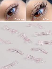 12Pcs/6sizes Free Glue Lash Lift Pads, Jelly Lash Lift Rods Self Adhesive Silicone Pads C-Curl Eyelash Lifting Shield,DIY Use At Home Or Salon Lash Perming Tool - Baby Pink - View 3