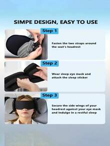 Adjustable Travel Head Support Strap, Airplane Neck Pillow Microbeads Neck Pillow Travel Head Support Neck Pillow, For Airplane Seat Headrest Strap - Comfortable Adjustable Travel Pillow, Travel Pillow And Eye Mask, Easy To Connect Headrest Support, Suitable For Airplane/Car/Train, Ergonomic Microbeads Travel Neck Pillow Travel Essentials Vacation Holiday Sleep Mask - Black - View 3