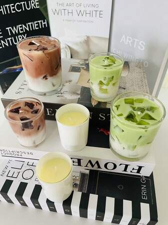 1 pieza Nueva vela perfumada enlatada, cera de soja de gelatina creativa, hecha a mano, vela sin humo, para decoración del hogar, dormitorio, sala de estar, exterior, mesa de comedor, fiesta, café, matcha, fragancia de lavanda, decoración navideña, regalo, recuerdo, decoración del hogar, regalo de San Valentín, regalo de cumpleaños, decoraciones navideñas, decoración navideña, regalos navideños, decoración de la habitación, vela, velas, otoño, velas en tarro (2 piezas grandes de café, juego de matcha)