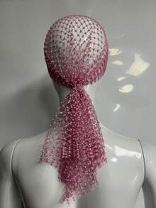 1pc 65 Cm Sparkly Rhinestone Decor Women School Hats Headscarf Rave Nightclub Caps