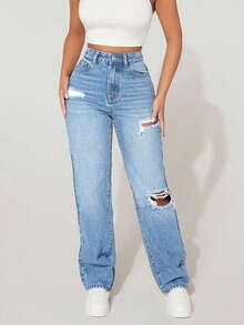 Casual Slim Fit Jeans For Teen Girl Versatile - Blue - View 3