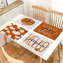 4 Stücke Thanksgiving Kürbis Hitze Isolierung Tischsets, beige Vase Untersetzer, Kaffeetassen Matten, waschbar, leicht zu reinigen, abwischbar, rutschfest, hitzebeständig, geeignet für Raumdekoration, Esszimmerdekoration, Heimdekoration, Partydekoration, geeignet für Feiertage, Partys, Zusammenkünfte, Geburtstage, Hochzeiten, Geschenke, Abendessen, Outdoor, Picknicks.