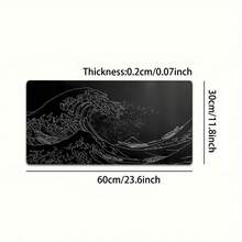 1PC Black & White Giant Wave Gaming Mouse Pad - Large Desk Mat, Office Desktop Accessory | Locking Edge Design, Non-Slip Rubber Base | XL & XXL Sizes Available, Suitable For Home & Office | Ideal Gift For Boyfriend/Girlfriend, Back To School Essential - 黑色 - 查看 7