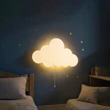 1pc Children's Bedroom Cloud Wall Light, Wooden Cloud Bedroom Battery Powered Hanging Cloud Night Light