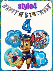 7pcs Paw Patrol Theme Birthday Party Decoration Set, Includes Number Balloons - Official Chase & Skye Theme Decor, Suitable For Boys - Multicolor - View 2