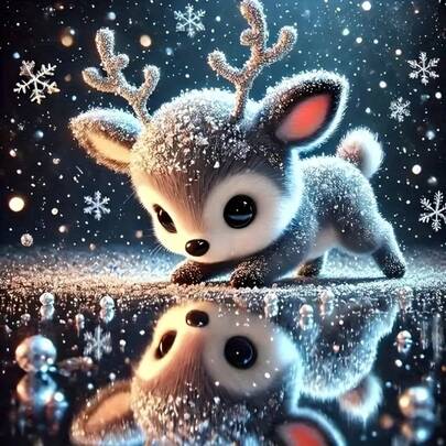 1pc [11.8*11.8in/15.7*15.7in] 5D Acrylic Diamond Painting Kit, Cute Deer Pattern, Suitable For Adult Beginners DIY Mosaic Diamond Art, Full Drill Handmade DIY Diamond Painting, Applicable For Living Room, Bedroom, Office Wall Decor, Surprise Art Home Decor Gift For Family And Friends