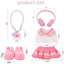 6件套娃娃衣服套装适合17厘米第一代/第二代/第三代娃娃，粉色连衣裙 - 粉色 - 查看 9