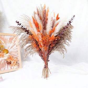 60 件波西米亚风干花花束 - 草地和星空混合，适合婚礼、家居装饰、万圣节和餐桌装饰、情人节、生日毕业礼物、秋季装饰、秋季