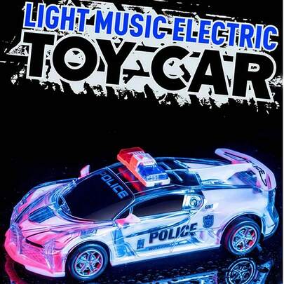 1pc Children's Electric Light & Sound Car Toy, Rotatable Battery Powered Toy Vehicle, Suitable For Boys & Girls, Birthday Gift, Blue/Black/White