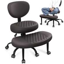 Leg Office Chair, Adult ADHD Office Chair, Height Adjustable Yoga Office Chair, Meditation Chair With Lumbar Support, Home Office Kneeling Chair - 棕色 - 查看 5