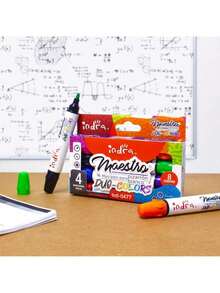 INDRA juego de 8 marcadores doble punta para pizarra blanca regreso a clases escolares accesorios útiles oficina dibujo creatividad resistente - Multicolor - Ver 2