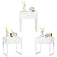 Modern White Nightstand With Drawer, Minimalist Bedside Table With Wood Knob, Compact End Table For Bedroom, Apartment, Or Small Spaces, Easy Assembly - 白色 - 查看 9