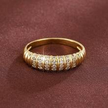 1pc Minimalist Spiral Pattern Design Cubic Zirconia Inlaid Women's Ring - Multicolor - View 5