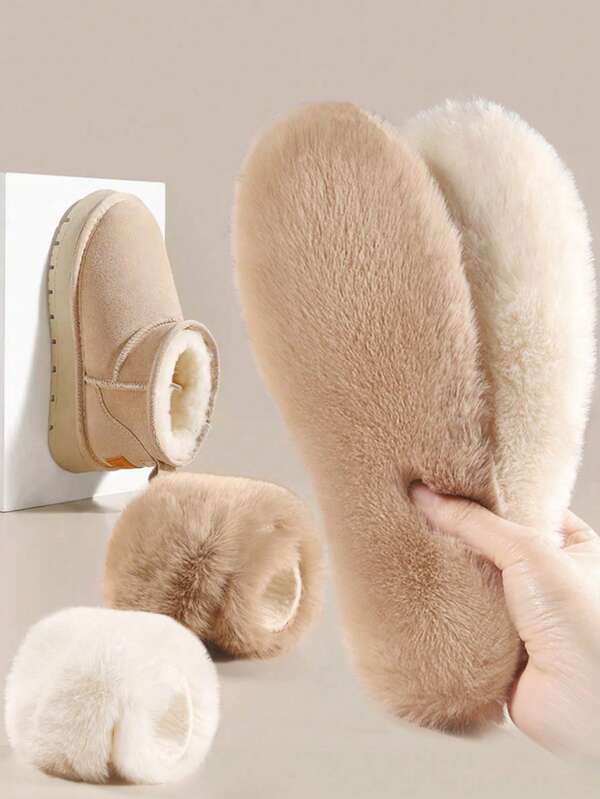 QKC 1 par de plantillas marrones cálidas, suaves y cómodas, protector de pies minimalista, adecuado para zapatos y botas casuales de invierno