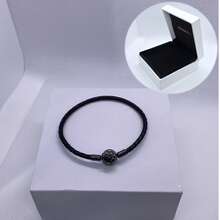 1 件高端女士皮革圆头扣饰皮绳手链系列，适合日常佩戴，适合饰珠，完美的圣诞节情人节礼物