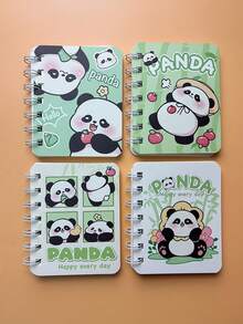 4/1pc 80 Pages/Book Cartoon Cute Panda Happy Planet A7 Coil-Bound Lined Cute Notebook, Essential Stationery For Back To School School Supplies - Multicolor - View 8