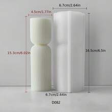 Striped Pillar Candle Silicone Mold DIY Cylinder Stone Plaster Decor Craft Tool - White - View 3
