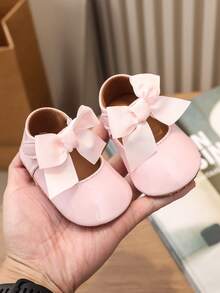 1 双女婴幼儿鞋，可爱蝴蝶结公主风格婴儿学步鞋 - 粉色 - 查看 4