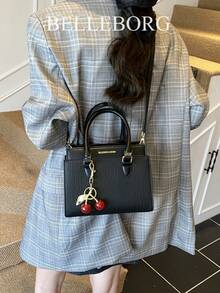 BELLEBORG Printed Women's Handbag & Shoulder Bag, Minimalist & Practical Multi-Function With Pendant - Black - View 8