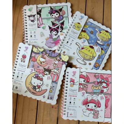 Sanrio CADERNO SANRIO FOFO COM FOLHAS DECORADAS, DETALHE EM DOURADO 15X15CM