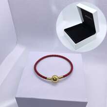 1 件高端女士皮革圆头扣饰皮绳手链系列，适合日常佩戴，适合饰珠，完美的圣诞节情人节礼物