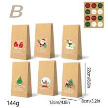 12pcs Christmas Gift Bags (12pcs Per Design) Santa Claus Paper Bags, Christmas Eve Apple Packaging Bags - Multicolor - View 8