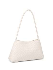 女士夏季编织腋下包，2025年新品，高端百搭复古手提包和单肩包 - 白色 - 查看 3